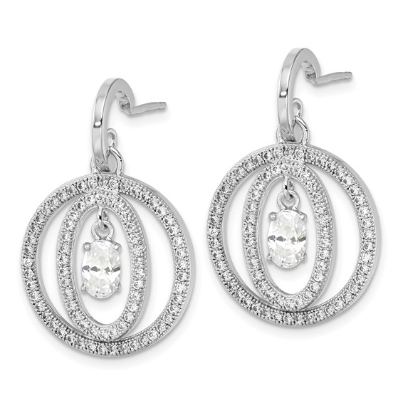 Sterling Silver & CZ Brilliant Embers Dangle Post Earrings