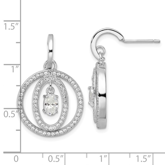 Sterling Silver & CZ Brilliant Embers Dangle Post Earrings