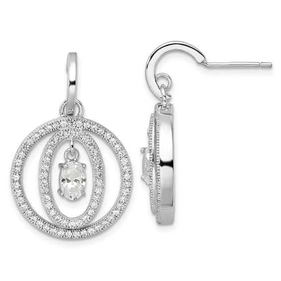 Sterling Silver & CZ Brilliant Embers Dangle Post Earrings