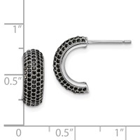 Brilliant Embers Sterling Silver Rhodium-plated 198 Stone Black Micro Pavé CZ J Hoop Post Earrings view 4