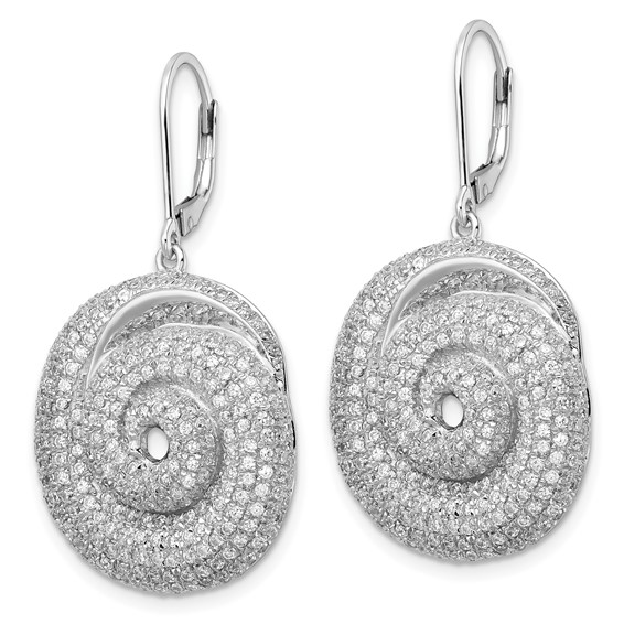 Sterling Silver & CZ Brilliant Embers Swirled Circle Leverback Earrings