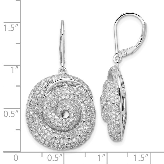 Sterling Silver & CZ Brilliant Embers Swirled Circle Leverback Earrings