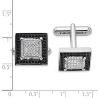 Brilliant Embers Sterling Silver Rhodium-plated 162 Stone Micro Pavé Black and White CZ Cuff Links view 2