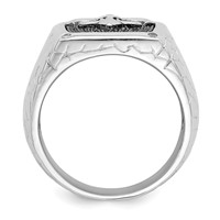 Brilliant Embers Sterling Silver Rhodium-plated 62 Stone Black Micro Pav‚ CZ Fleur De Lis Men's Ring view 2