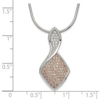 Sterling Silver Champagne & Clear CZ Brilliant Embers Necklace with Ext, 2" view 3