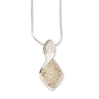 Sterling Silver Champagne & Clear CZ Brilliant Embers Necklace with Ext, 2" view 2