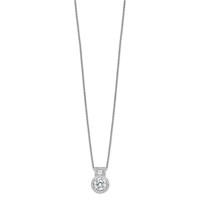 Brilliant Embers Sterling Silver Rhodium-plated 39 Stone Micro Pavé Halo CZ Necklace with 2 Inch Extender, 18" view 2