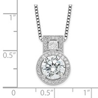 Brilliant Embers Sterling Silver Rhodium-plated 39 Stone Micro Pavé Halo CZ Necklace with 2 Inch Extender, 18" view 3