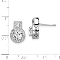Brilliant Embers Sterling Silver Rhodium-plated 62 Stone Micro Pavé Halo CZ Earrings view 4