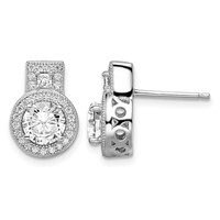 Brilliant Embers Sterling Silver Rhodium-plated 62 Stone Micro Pavé Halo CZ Earrings view 1