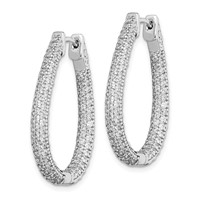 Sterling Shimmer Sterling Silver Rhodium-plated 242 Stone Pavé 1.2mm-1.5mm CZ in and Out Teardrop Hinged Hoop Earrings view 2