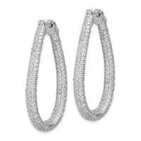 Sterling Shimmer Sterling Silver Rhodium-plated 308 Stone Pavé 1.2mm-1.5mm CZ in and Out Teardrop Hinged Hoop Earrings view 2