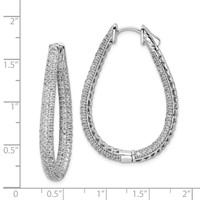Sterling Shimmer Sterling Silver Rhodium-plated 308 Stone Pavé 1.2mm-1.5mm CZ in and Out Teardrop Hinged Hoop Earrings view 4