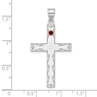 Sterling Silver Rh-plt 14K Bezel Crystal Family Cross Pendant view 2