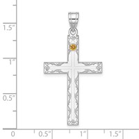 Sterling Silver Rh-plt Crystal Family Cross Pendant view 5
