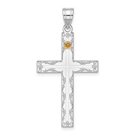 Sterling Silver Rh-plt Crystal Family Cross Pendant view 2