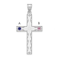 Sterling Silver Rh-plt Crystal Family Cross Pendant view 1