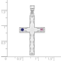 Sterling Silver Rh-plt Crystal Family Cross Pendant view 3