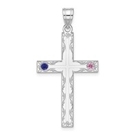 Sterling Silver Rh-plt Crystal Family Cross Pendant view 2