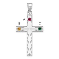 Sterling Silver Rh-plt Crystal Family Cross Pendant view 1