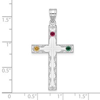 Sterling Silver Rh-plt Crystal Family Cross Pendant view 3