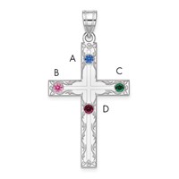 Sterling Silver Rh-plt Crystal Family Cross Pendant view 3