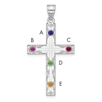 Sterling Silver Rh-plt Crystal Family Cross Pendant view 1