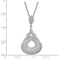 Sterling Silver & CZ Brilliant Embers Fancy Teardrop Necklace with Ext, 2" view 2