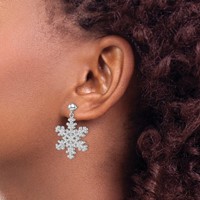 Brilliant Embers Sterling Silver Rhodium-plated 242 Stone Micro Pavé CZ Snowflake Dangle Post Earrings view 3