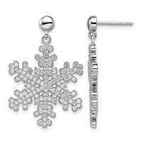 Brilliant Embers Sterling Silver Rhodium-plated 242 Stone Micro Pavé CZ Snowflake Dangle Post Earrings view 1