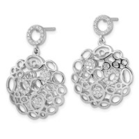 Sterling Silver & CZ Brilliant Embers Dangle Post Earrings view 2