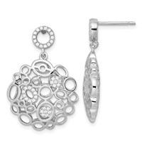 Sterling Silver & CZ Brilliant Embers Dangle Post Earrings view 1