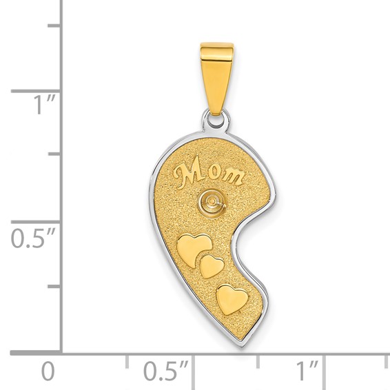 Stainless Steel Yellow IP-Plated Mom 1/2 Heart Mounting Pendant