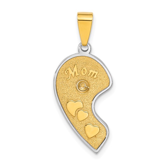 Stainless Steel Yellow IP-Plated Mom 1/2 Heart Mounting Pendant