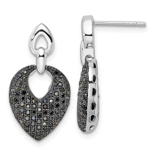 Sterling Silver & Black CZ Brilliant Embers Dangle Post Earrings