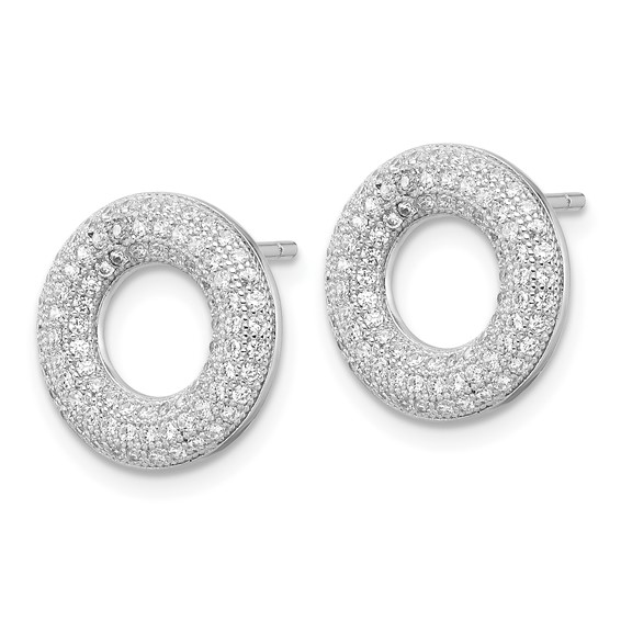 Sterling Silver & CZ Brilliant Embers Circle Post Earrings