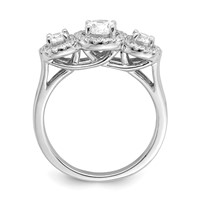 Brilliant Embers Sterling Silver Rhodium-plated 42 Stone Halo Micro Pavé CZ 3 Stone Ring view 2