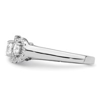 Brilliant Embers Sterling Silver Rhodium-plated 42 Stone Halo Micro Pavé CZ 3 Stone Ring view 3