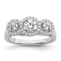 Brilliant Embers Sterling Silver Rhodium-plated 42 Stone Halo Micro Pavé CZ 3 Stone Ring view 1