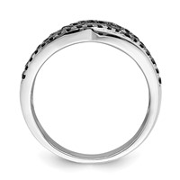 Brilliant Embers Sterling Silver Rhodium-plated 158 Stone Micro Pavé Black Champagne and White CZ Ring view 2
