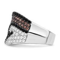 Brilliant Embers Sterling Silver Rhodium-plated 158 Stone Micro Pavé Black Champagne and White CZ Ring view 3