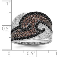 Brilliant Embers Sterling Silver Rhodium-plated 158 Stone Micro Pavé Black Champagne and White CZ Ring view 4