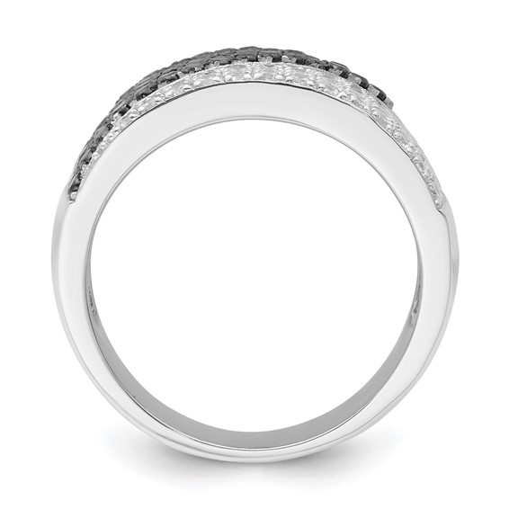 Sterling Silver Black & Clear CZ Brilliant Embers Ring