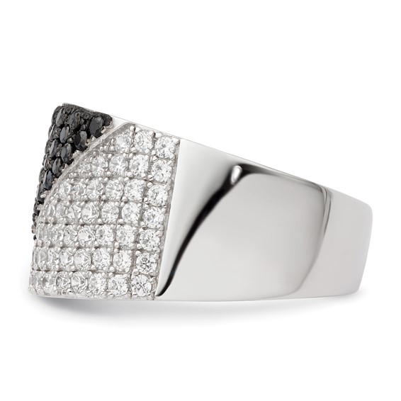 Sterling Silver Black & Clear CZ Brilliant Embers Ring