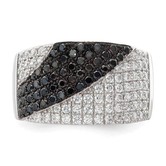 Sterling Silver Black & Clear CZ Brilliant Embers Ring