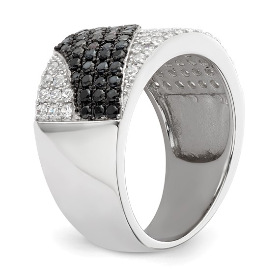 Sterling Silver Black & Clear CZ Brilliant Embers Ring