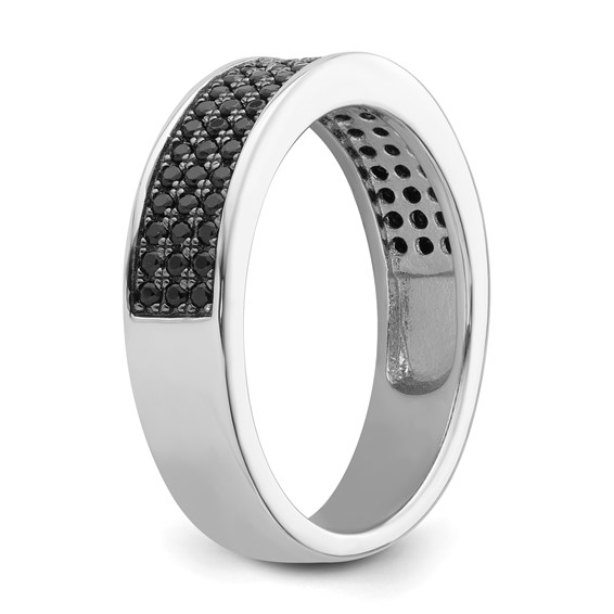 True Fire Sterling Silver Black CZ Ring