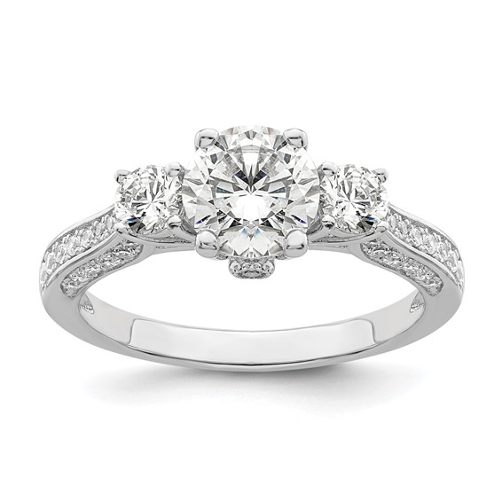 Brilliant Embers Sterling Silver Rhodium-plated 45 Stone Micro Pavé CZ Ring