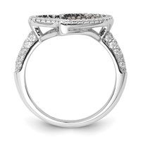 Sterling Silver Brown & Clear CZ Brilliant Embers Heart Ring view 2