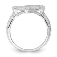 Sterling Silver Pink & Clear CZ Brilliant Embers Heart Ring view 2